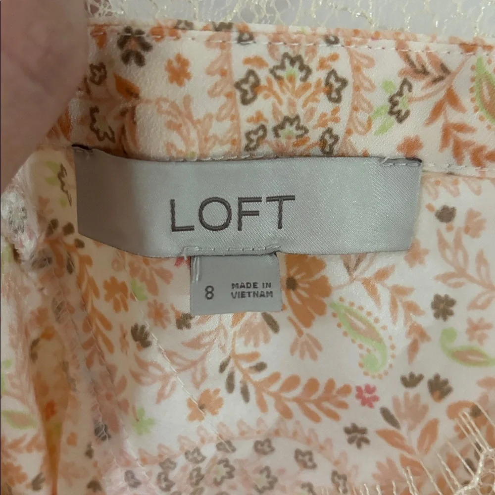 LOFT Peach and Green Floral Slip Dress - Picture 7 of 7
